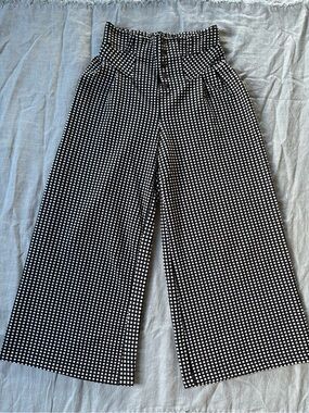 Maeve Anthropologie Black & White Checkwide Leg Pants